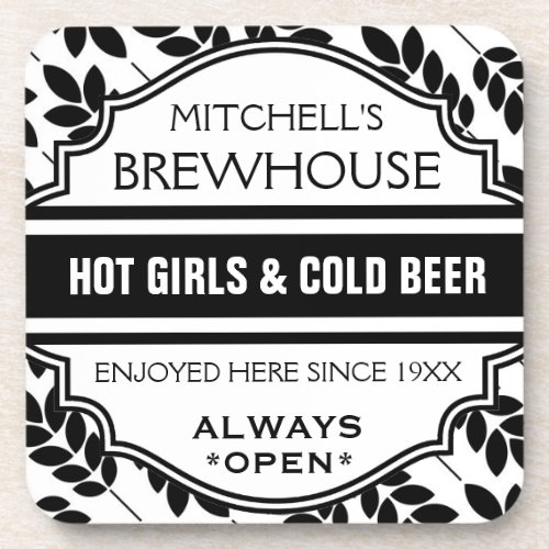 Custom Funny Home Bar Brewhouse Sign Coasters