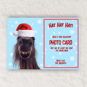 Custom Funny Horse Pun Obligatory Photo Holiday Card