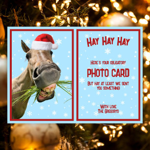 Custom Funny Horse Pun Obligatory Photo Holiday Card