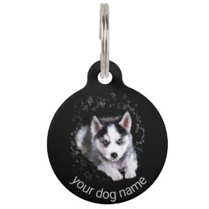 Custom Funny Husky Breaks A Hole To Get Out Pet ID Tag