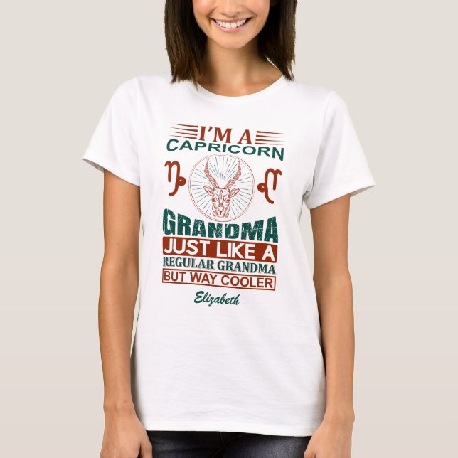 Custom Funny I'm a Capricorn Grandma Zodiac Sign T-Shirt (Front)