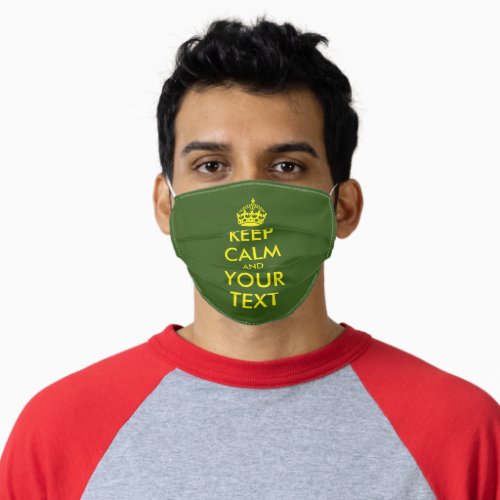 Custom funny Keep Calm green and yellow large size Adult Cloth Face Mask
