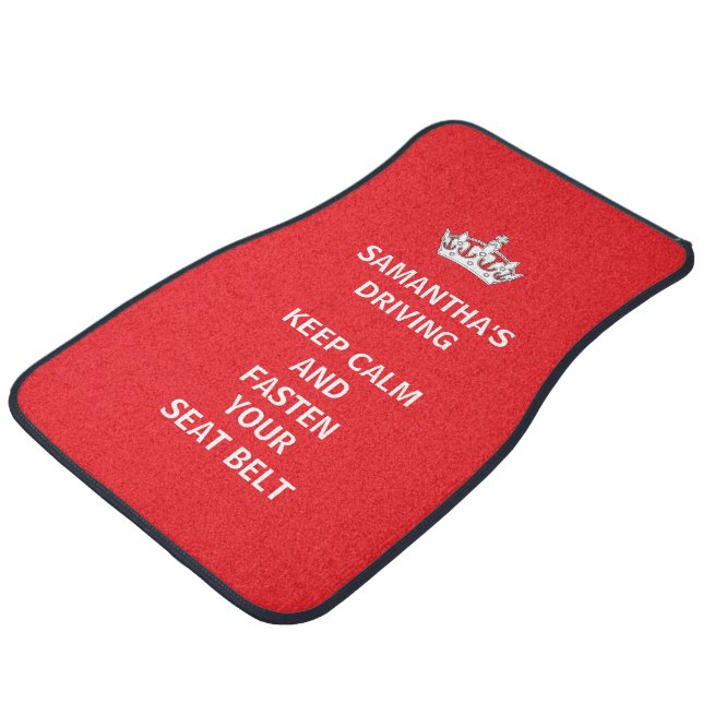 Custom Funny Keep Calm New Driver Red Car Floor Mat (Angled)