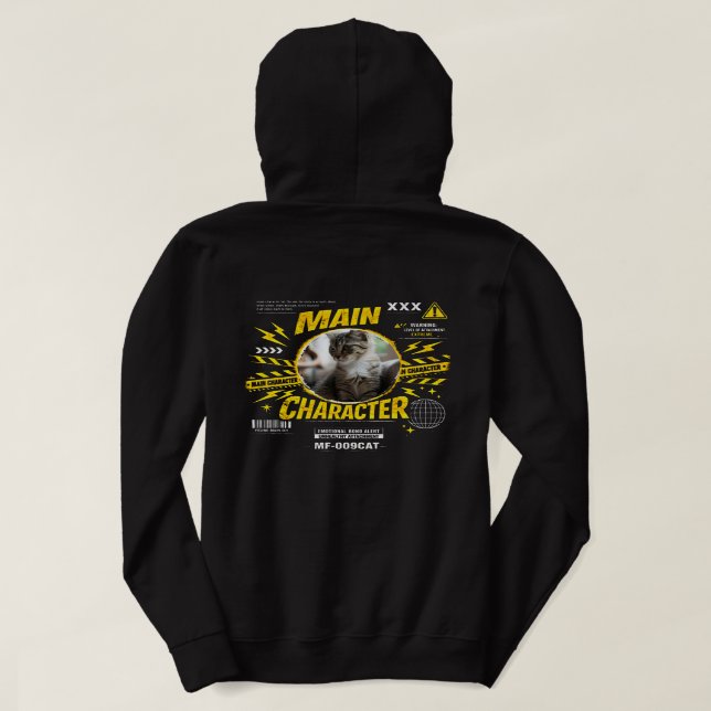 Custom Funny Main Character Cat Lovers Hoodie (Design Back)