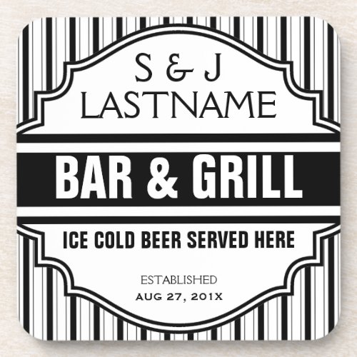 Custom Funny Married Couple Bar  Grille Sign Drink Coaster