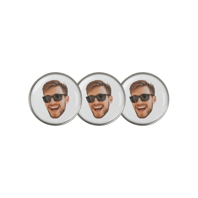 Custom Funny Men's Face Photo Golf Ball Marker (3 Up)
