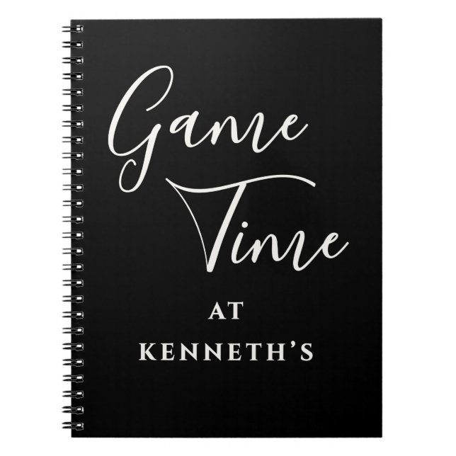 Custom Funny Minimalist Black White Game Time Men  Notebook (Front)