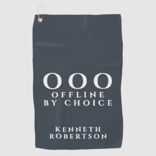 Custom Funny Minimalist OOO Navy Blue White Men Golf Towel