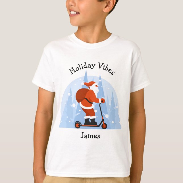 Custom Funny Modern Santa Christmas Holiday  T-Shirt (Front)