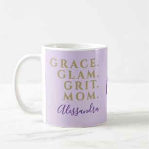 Custom Funny Mom Pastel Purple Gold Inspirational Coffee Mug