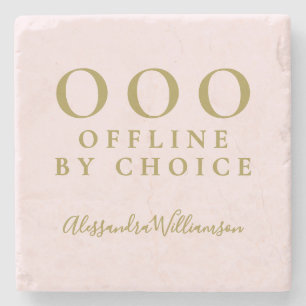Custom Funny OOO Pastel Pink Gold Minimalist Chic Stone Coaster