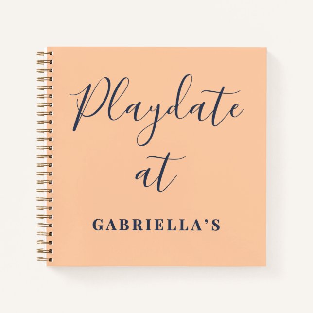 Custom Funny Peach Navy Playdate Score Tracker Notebook (Front)