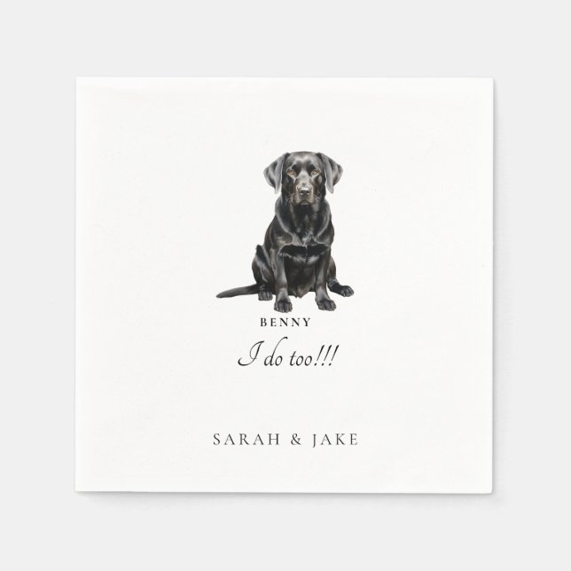 Custom Funny Pet Black Lab Wedding Napkins (Front)