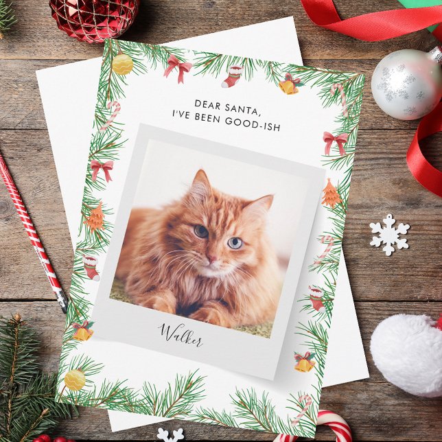 Custom Funny Pet Cat Dear Santa Christmas Holiday Card (Custom Funny Pet Cat Dear Santa Christmas Holiday Card)