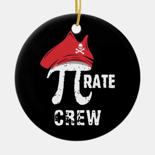 Custom Funny Pi Day Pirate Crew Ceramic Ornament (Front)