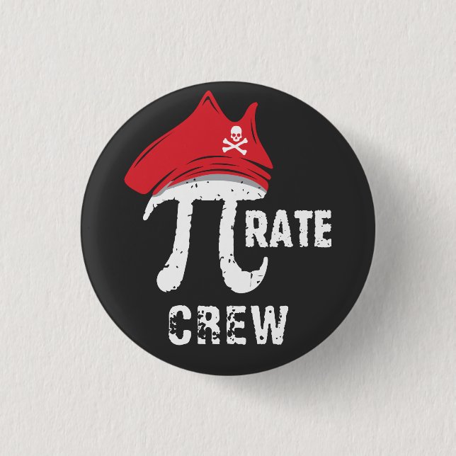 Custom Funny Pi Day Pirate Crew Matching Party Button (Front)
