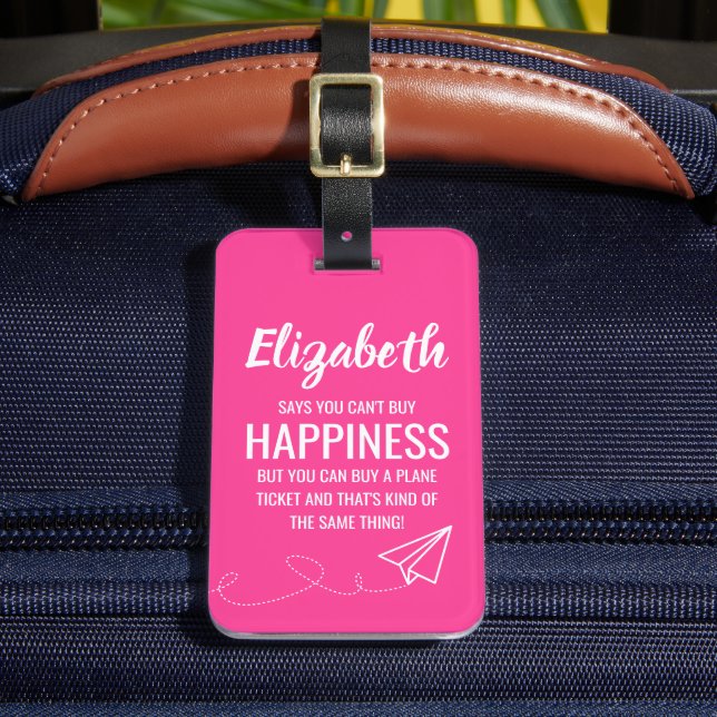 Custom Funny Pink Stand Out Luggage Tag (Front Insitu 2)