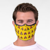 Custom Funny Poop Emoticon Gag Brown Yellow Premium Face Mask (Worn)