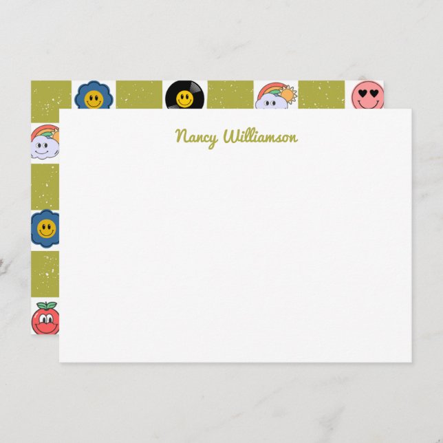 Custom Funny Quirky Designs Retro Art Pattern Note Card (Front/Back)