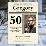 Custom Funny Quote Retro Newspaper 50th Birthday Invitation<br><div class="desc">👉 Put a smile on a face with this awesome retro newspaper style 50th birthday invitation! Complete with a funny quote and photo, you will sure set your celebration above the rest! #zazzlemade - Simply click to personalize this design 🔥 My promises - This design is unique - It is...</div>
