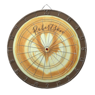 Custom Funny Retro Coffee Cappuccino Lover Brown Dart Board