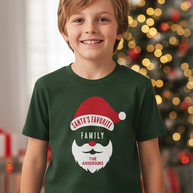 Custom Funny Santa's Favorite Family Name T-Shirt (Creator Uploaded)