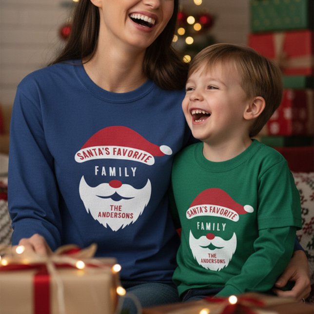 Custom Funny Santa's Favorite Family Name Tri-Blend Shirt (Creator Uploaded)