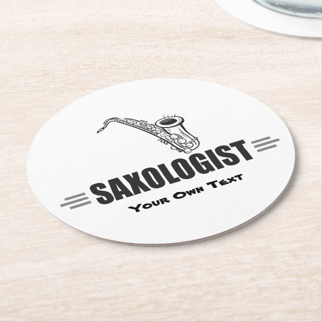 Custom Funny Saxophone Round Paper Coaster (Angled)
