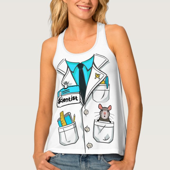 Custom Funny Scientist Lab Coat Science Women Cost Tank Top (Front)
