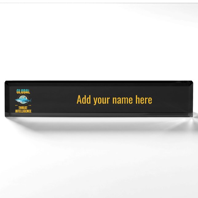 Custom Funny Shark Cyber Security Expert Desk Name Plate (Front)