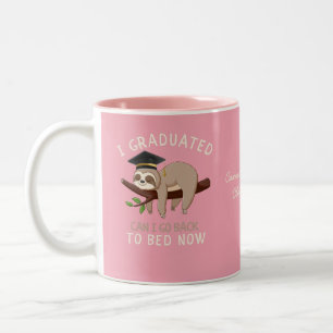 Custom Funny Sloth Graduation Back To Bed Gift Two-Tone Coffee Mug