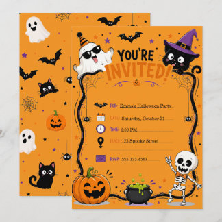 Custom Funny Spooky Cat Halloween Invitation