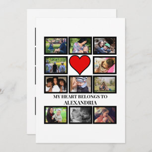 Custom Funny Valentines day heart 11 photo collage Invitation