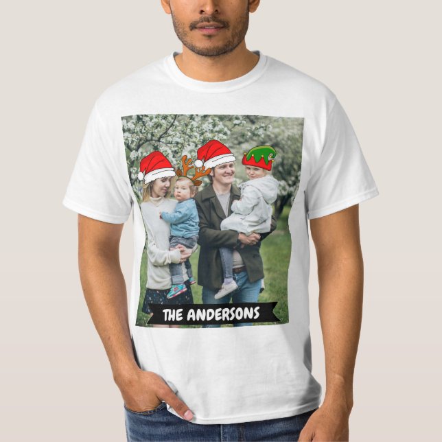 Custom funny Xmas. family  friends photo T-Shirt (Front)