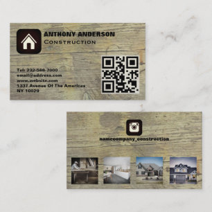 Custom furniture construction wood works business business card