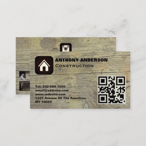 Custom furniture construction wood works business  business card