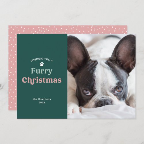 Custom Furry Christmas Pet Holiday Photo Card