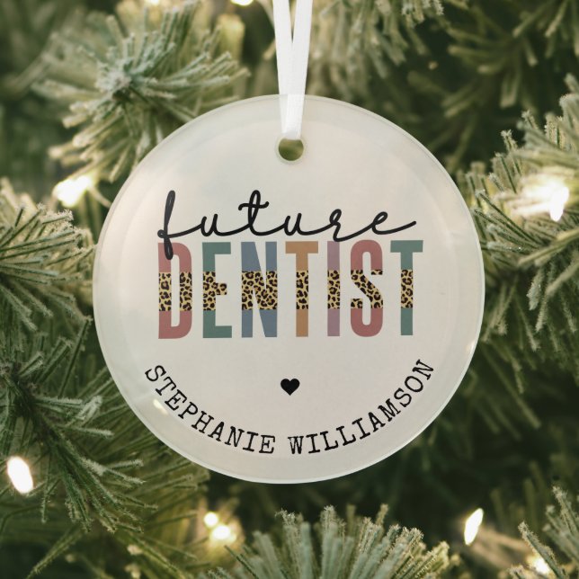 Custom Future Dentist Dental Student Gifts Glass Ornament (Insitu)