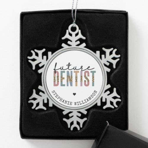 Custom Future Dentist Dental Student Gifts Snowflake Pewter Christmas Ornament