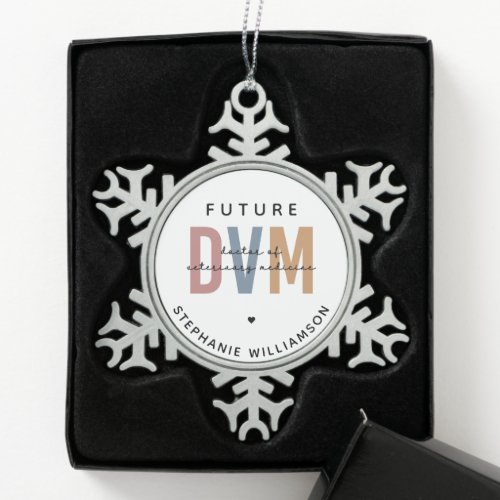 Custom Future DVM Doctor of Veterinary Medicine Snowflake Pewter Christmas Ornament