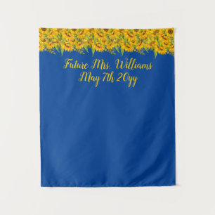 Custom Future Mrs Sunflower Blue Bridal Shower Tapestry