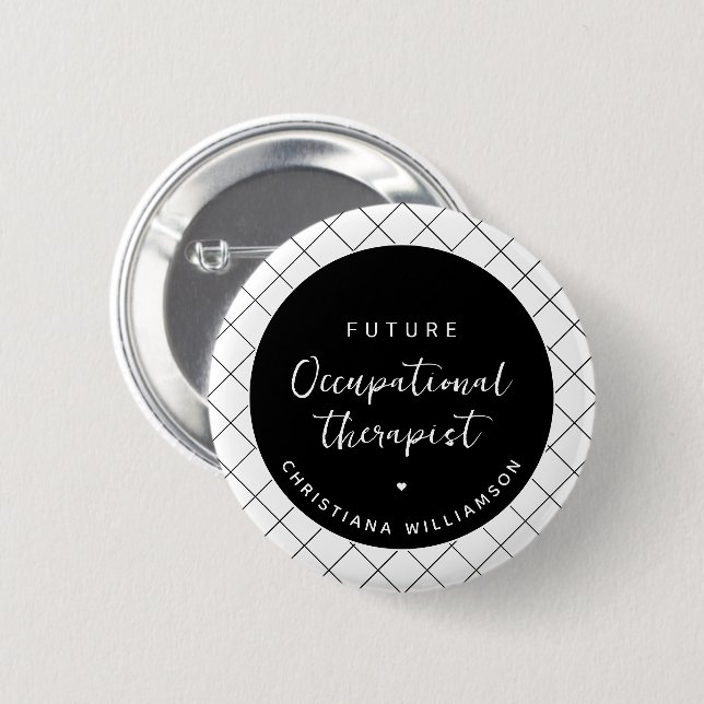 Custom Future OT Occupational Therapist Elegant Button (Front & Back)