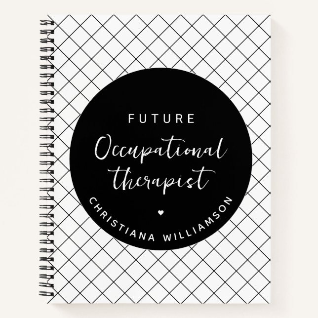 Custom Future OT Occupational Therapist Elegant Notebook (Front)