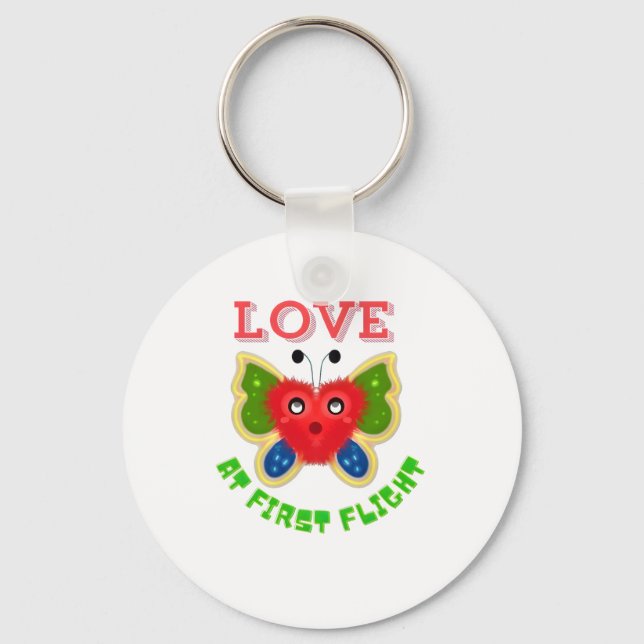 Custom Fuzzy Heart Butterfly Gift Keychain (Front)