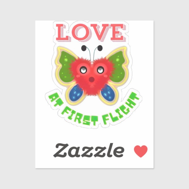 Custom Fuzzy Heart Butterfly Gift Sticker (Sheet)