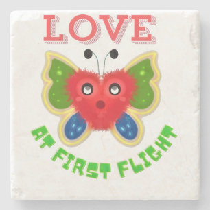 Custom Fuzzy Heart Butterfly Gift Stone Coaster