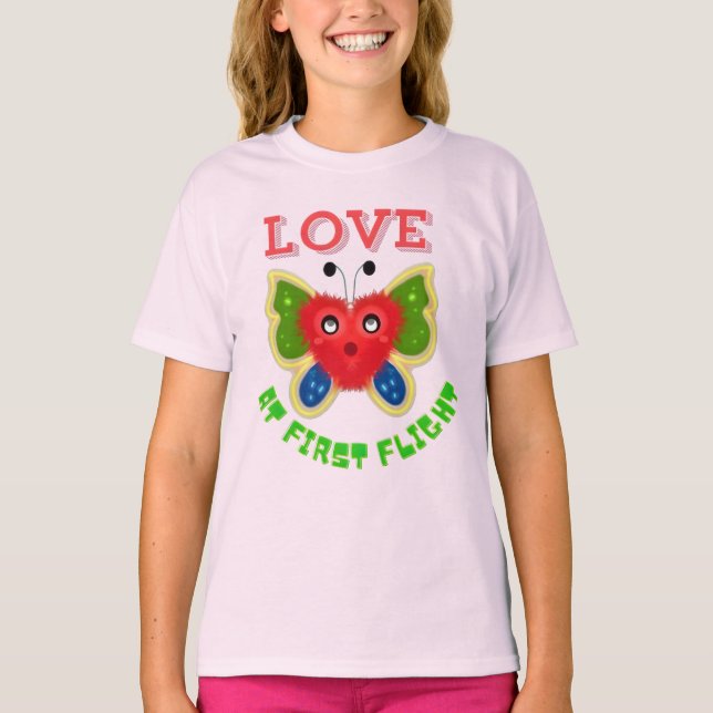 Custom Fuzzy Heart Butterfly Gift T-Shirt (Front)