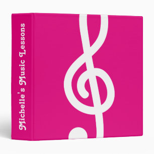Custom G treble clef music note 3 ring binder
