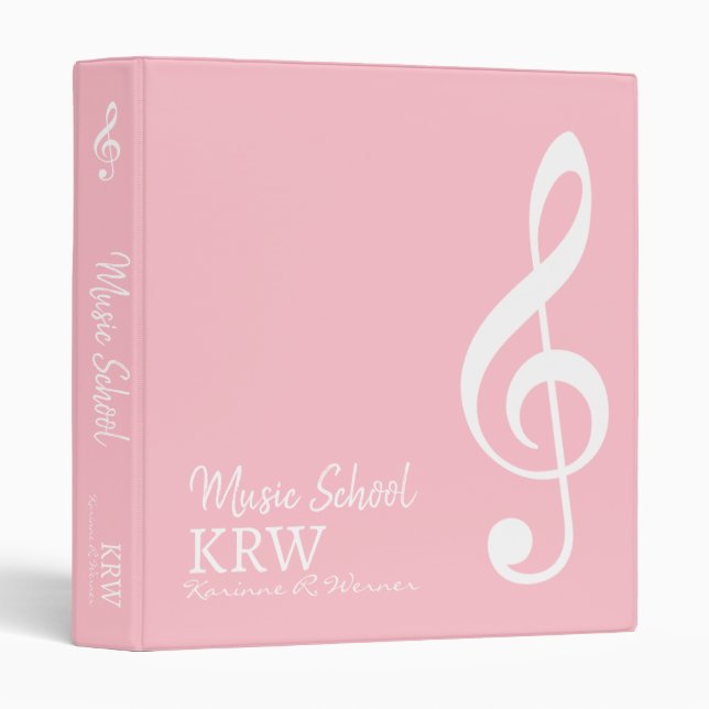 Custom G Treble Clef Musical Note 3 Ring Binder (Front/Spine)
