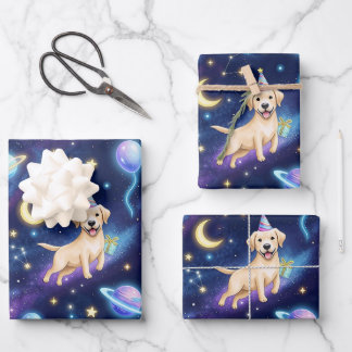 custom Galaxy Labrador Retriever birthday party Wrapping Paper Sheets